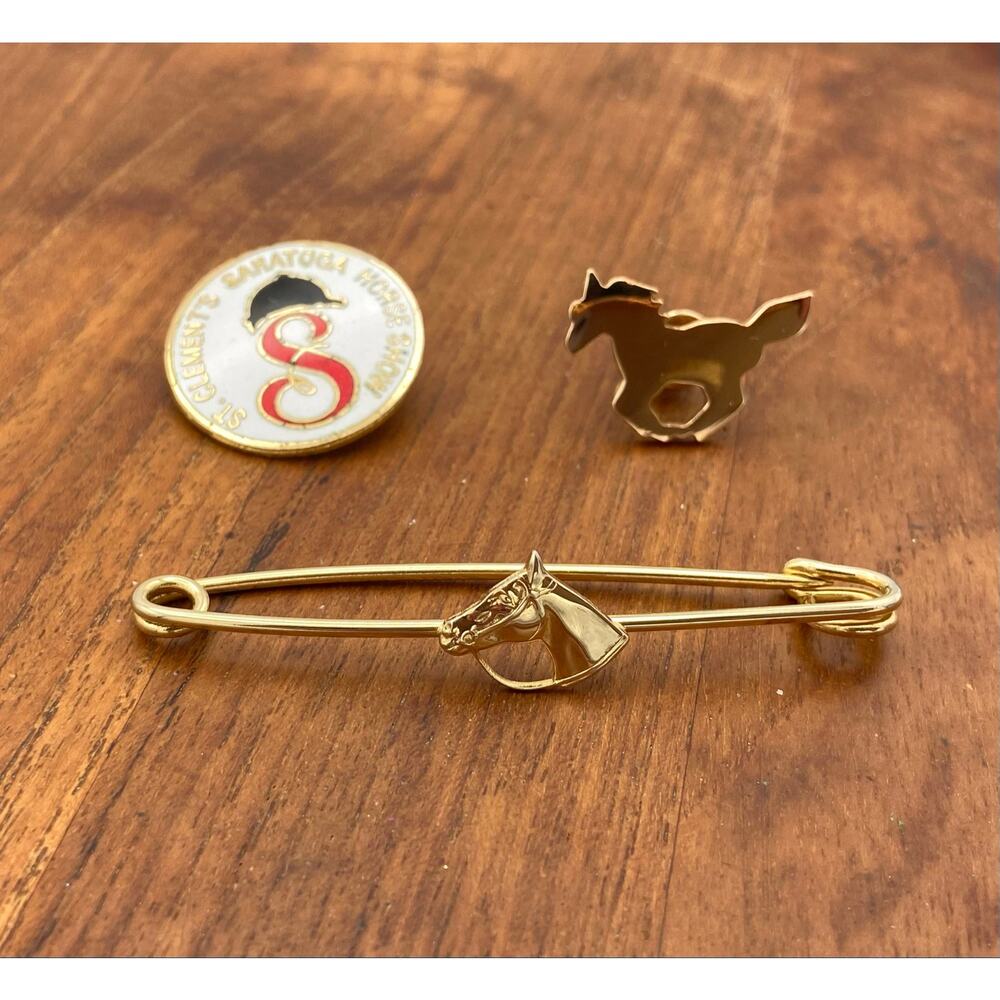Vintage Horse Themed Pins Lot of 3 Stock Pin Sarah Coventry Horse Show